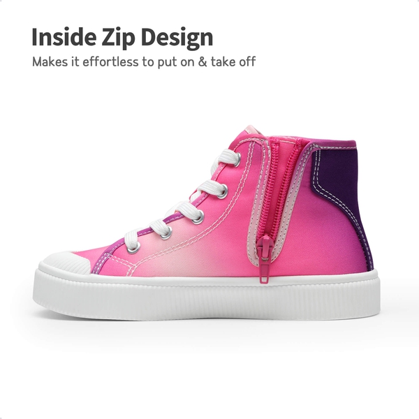 [LilLegends CourtStar] Kids Canvas High-Top Casual Sneakers - HOT PINK-PURPLE - 4